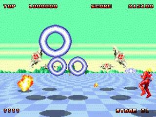 
											the game plays out pretty much the same way as the original Space Harrier