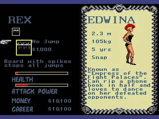 
											You can upgrade your fighter with your prize money on this screen. There's also information about the next opponent.