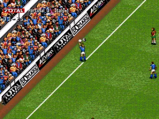 
											A throw-in, with the amused crowd behind