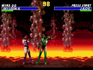 
											Fighting on a lava background