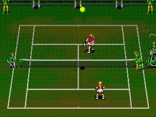 
											The ball rises high off a lob shot