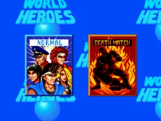 
											Game mode selection: NORMAL (against CPU) or DEATH MATCH (same as NORMAL, but with trapped arenas).
