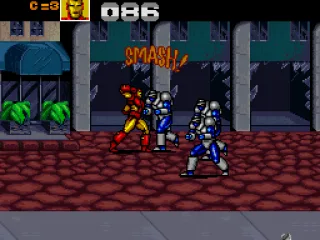 
											Iron Man smashes foes
