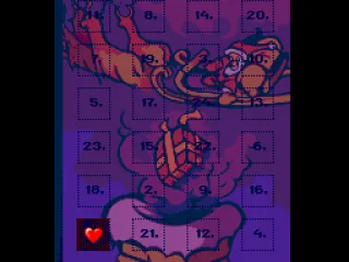
											The levels are displayed in a Christmas calendar.