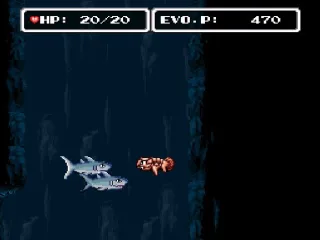 
											After several more evolutions, even sharks don't scare this guy!
