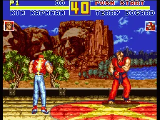 
											Trademark Fatal Fury: Terry Bogard and Kim Kaphwan standing on two different planes