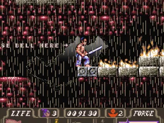 
											Bells can be used to summon ghosts that help you in different ways. In this case it starts raining which puts out the fire on the platforms.