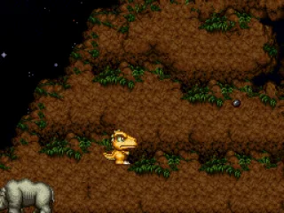 
											A rhino on the ground, the thieving monkey is throwing stones from above...