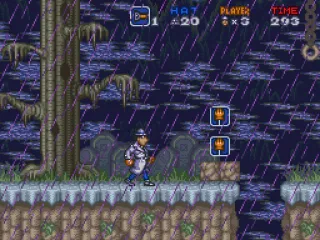 
											Under a torrential rain, the first level begins.
