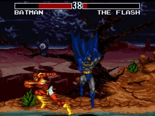
											Batman narrowly avoids The Flash's speed