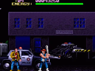 
											There are no policemen on the streets shooting at you in the SNES version.