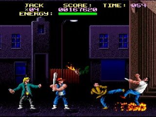 
											This screenshot makes it look like Jack's got cool Street-Fighter-esque flaming kicks, but no, it's just some jerk tossing molotov cocktails at you