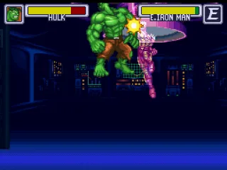 
											Hilk takes an uppercut from Evil Iron Man in training mode
