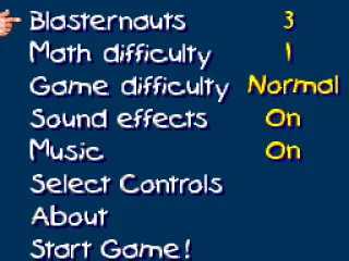 
											Options screen.