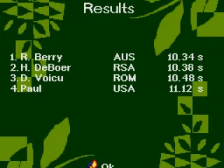 
											The 100m results.