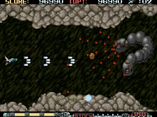 
											3rd mission - Bio Cave. Against one of the many weird creatures.