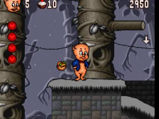 
											By picking up a basket of fruit, Porky will have unlimited ammo to throw at this enemies