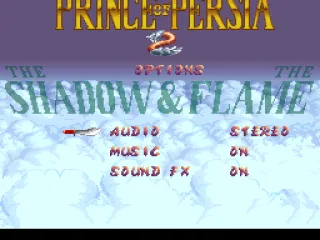 
											Options screen