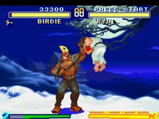 
											Birdie gets to grab Ryu and now unleashes the full strength of his stomping move Murderer Chain!