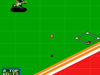 
											A ball goes flying towards first base