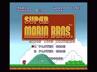 
											Ok, let's start playing... The Super Mario 1 title screen as we almost know it, but they reworked the graphics. Nice!