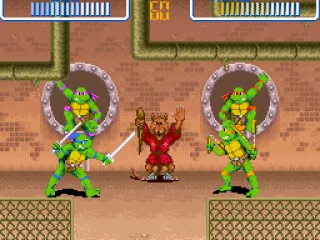 
											Versus mode is a Street Fighter-like turtle battle.