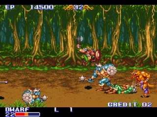 
											The dwarf fighting some orcs