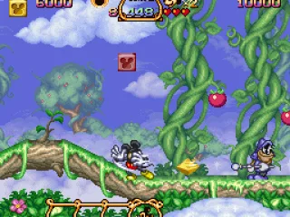 
											Mickey can grab and spin blocks to attack.