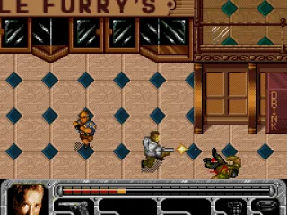
											Harry can roll to dodge bullets, and come up firing.