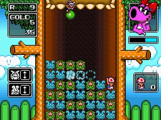 
											Destroying a line of blue monsters