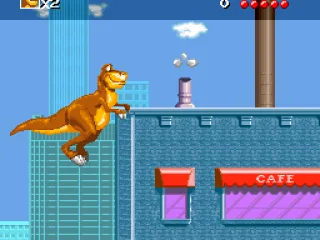 
											Trying to jump on top of a building.