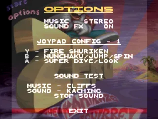 
											Options screen